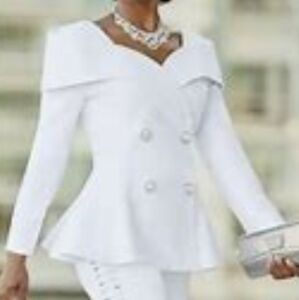 Beautiful Vintage Portrait Collar Jacket, cream, double breasted